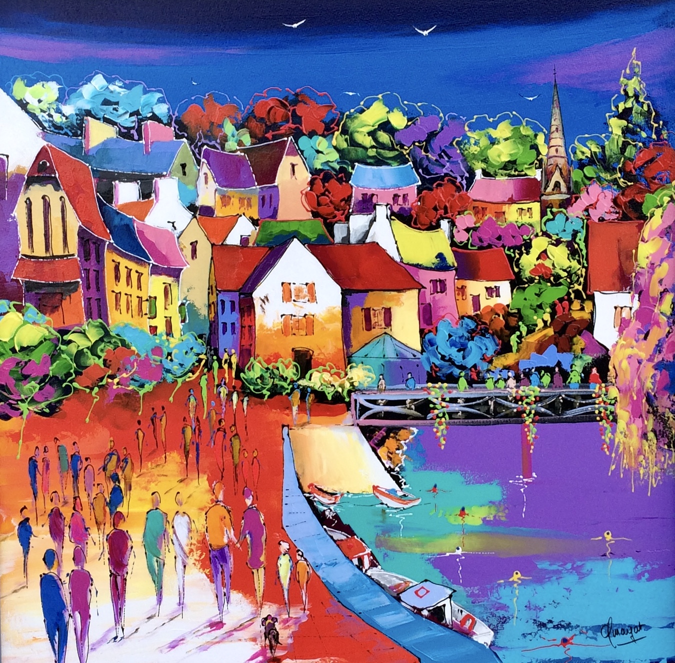 Promenade a Pont Aven acrylique 80x80